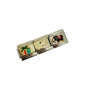 NWT 9mm Y2K Vintage White/Black Elephant Animal Stainless Steel Italian Charms